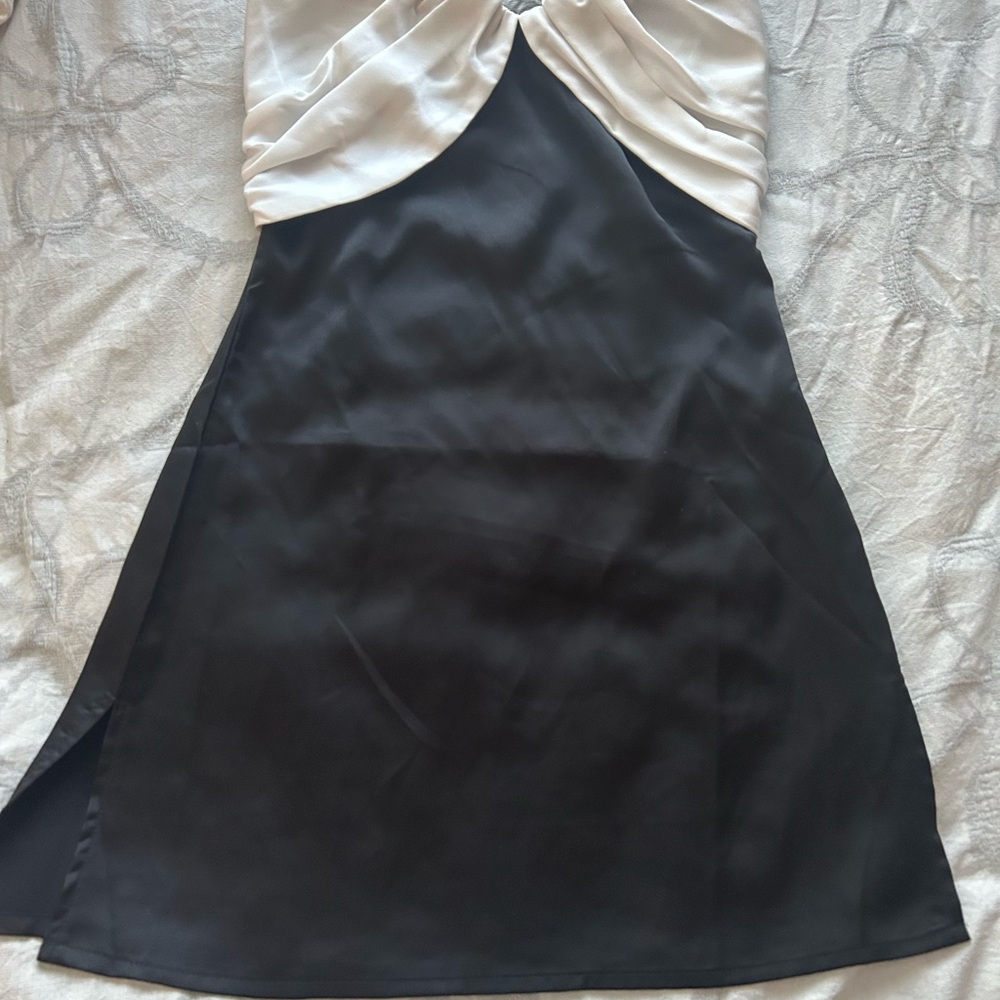 Princess Polly Black and Ivory Satin Dress size 2